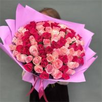 Букет из 101 розы в розовых оттенках