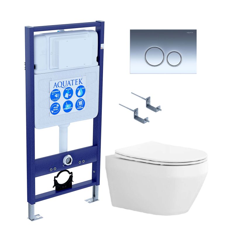 Комплект инсталляции с  подвесным унитазом и клавишей Aquatek SET AQUATEK ЛЕЯ cm-018 4в1