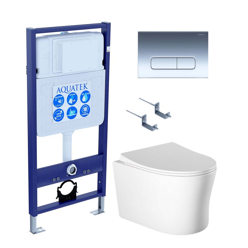 Комплект инсталляции с  подвесным унитазом и клавишей Aquatek SET AQUATEK НИКА-016 4в1