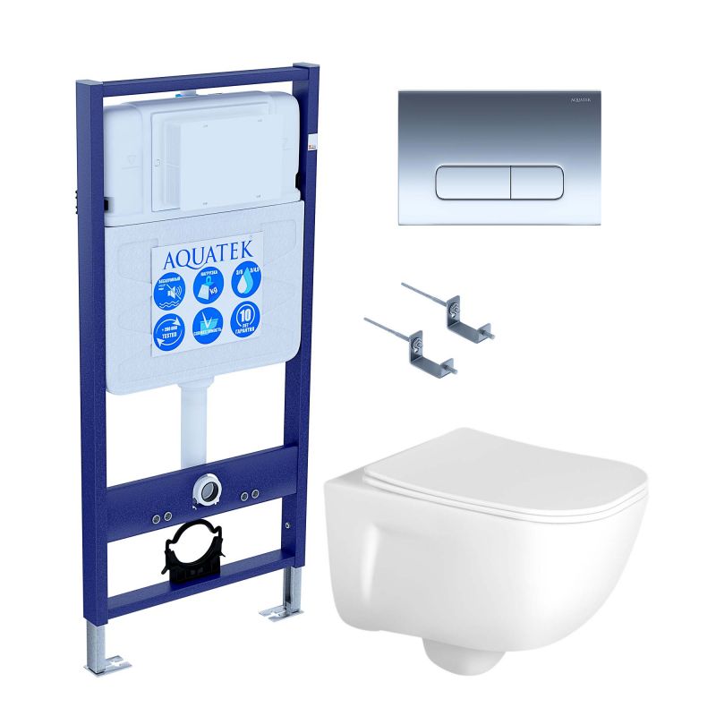Комплект инсталляции с  подвесным унитазом и клавишей Aquatek SET AQUATEK ДИВА-016 4в1