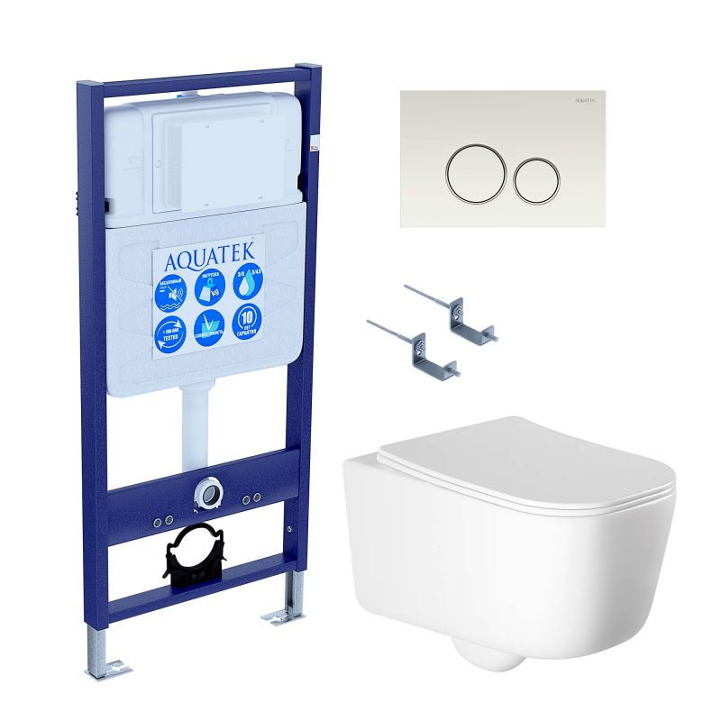 Комплект инсталляции с  подвесным унитазом и клавишей Aquatek SET AQUATEK ЛУГАНО-015 4в1