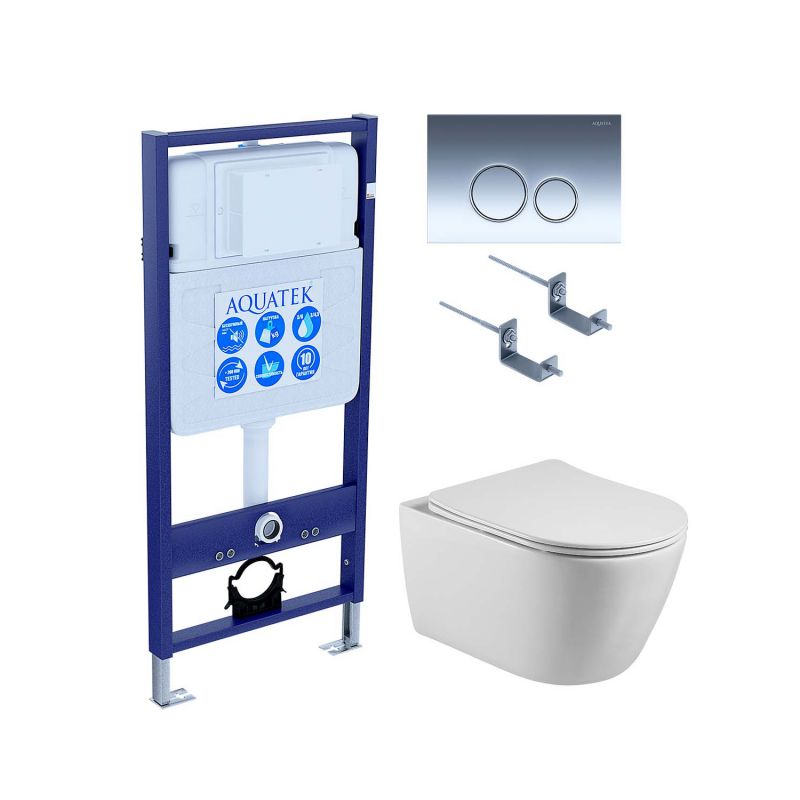 Комплект инсталляции с  подвесным унитазом и клавишей Aquatek SET AQUATEK БЕТТА KDI18