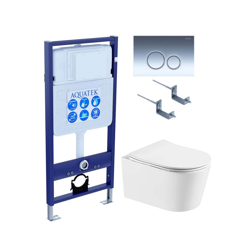 Комплект инсталляции с  подвесным унитазом и клавишей Aquatek SET AQUATEK ОБЕРОН T KDI18