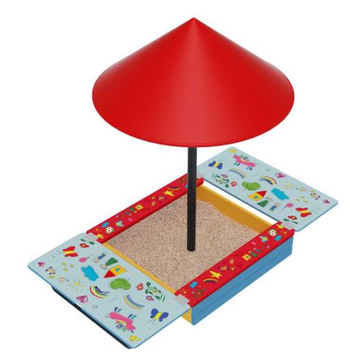 Песочница с крышкой и грибком 1220х1320х2100