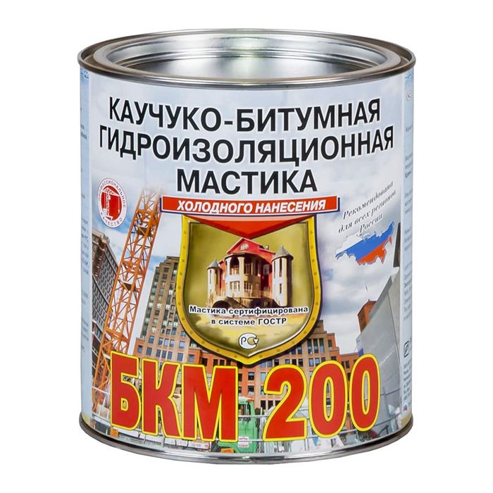 Мастика БКМ-200 битумная гидроизоляционная ЗАО "НПП Рогнеда", черный, 2кг.
