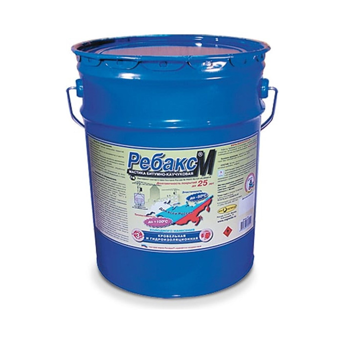 Мастика Ребакс-М ЗАО "НПП Рогнеда" кровельная, гидроизоляционная, антикоррозионная, черный, 20кг.