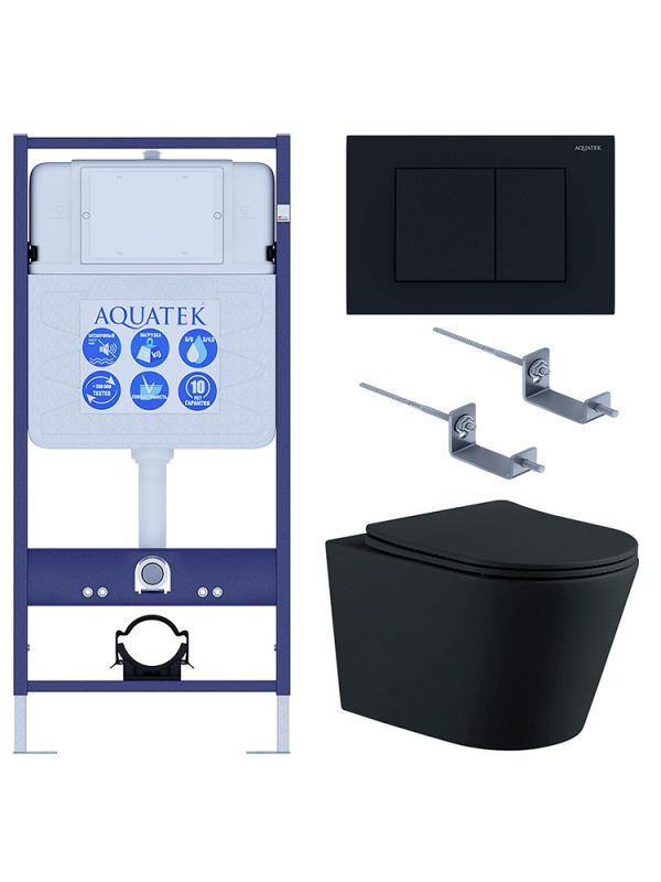 Комплект инсталляции с  подвесным унитазом и клавишей Aquatek Set AQUATEK ВЕГА MB-012 4в1