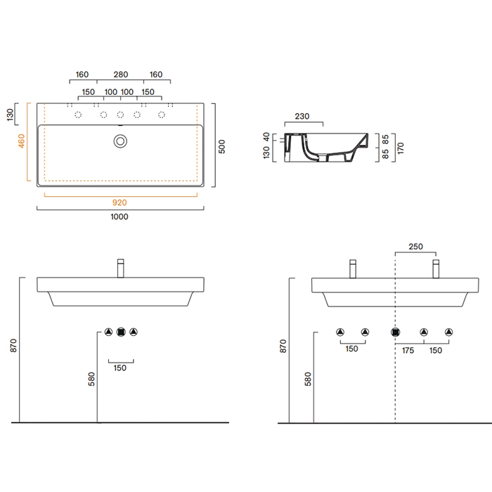 Раковина Catalano Zero 121000001 100x50 см без отверстий цвет белый глянцевый ФОТО