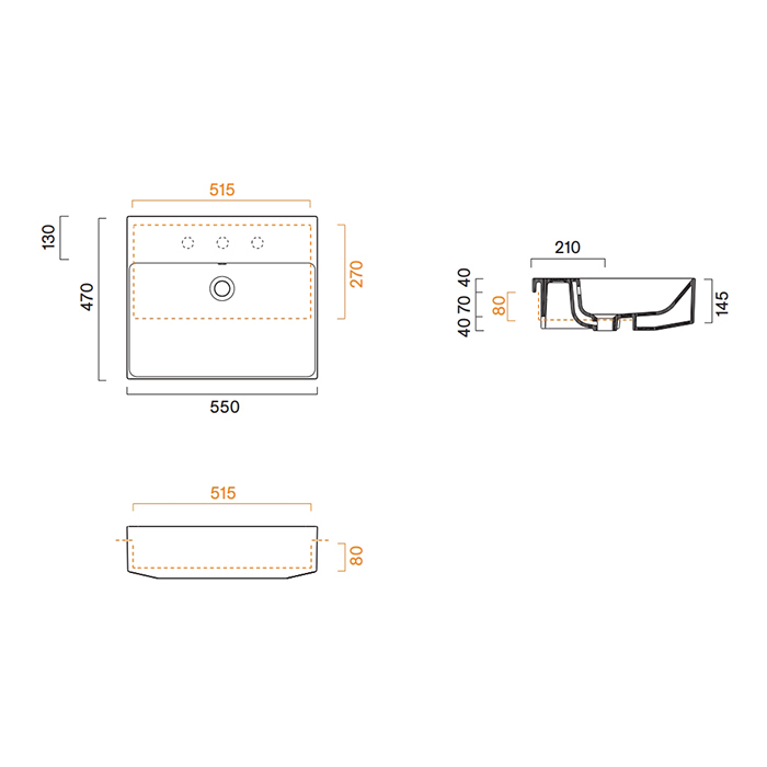 Раковина полувстраиваемая Catalano ZERO 126550001 55x47 см без отв. под смеситель покрытие Cataglaze+ цвет белый глянцевый 126550001 ФОТО