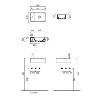 Раковина Catalano Premium 220410023 40x23 см без отверстий цвет Cemento Satinato схема 2
