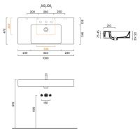 Раковина Catalano Premium 221011001 100x47 см чаша в центре с 1 отверстием цвет белый глянцевый схема 2