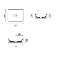 Раковина Catalano Premium 222450001 45x35 см накладная без отверстий цвет белый глянцевый схема 2