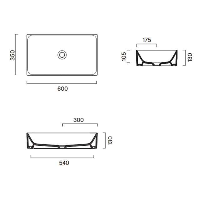 Раковина Catalano Premium 222600032 60x35 см накладная без отверстий цвет Tortora Satinato ФОТО