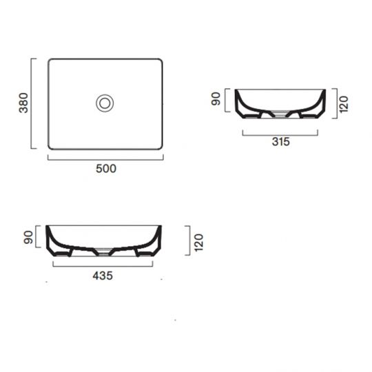 Раковина накладная Catalano GREEN 422500001 50x38 см Cataglaze+ цвет белый глянцевый схема 2