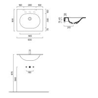 Раковина Catalano Sfera 520610032 60x50 см без отверстий цвет Tortora Satinato схема 2