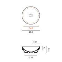 Раковина Catalano Sfera 524400030 40 см встраиваемая без отверстий цвет Lino Satinato схема 2