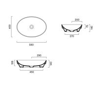 Раковина Catalano Sfera накладная или полувстраиваемая 58х40см цвет: белый глянцевый 524580001 схема 2 Раковина Catalano Sfera накладная или полувстраиваемая 58х40см цвет: белый глянцевый 524580001 схема 2