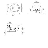 Биде подвесное Catalano Italy 718521001 52x37 см покрытие Cataglaze+ без крепежа цвет белый глянцевый схема 2