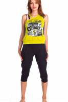 Женский домашний костюм с бриджами и майкой 33м [желтый]