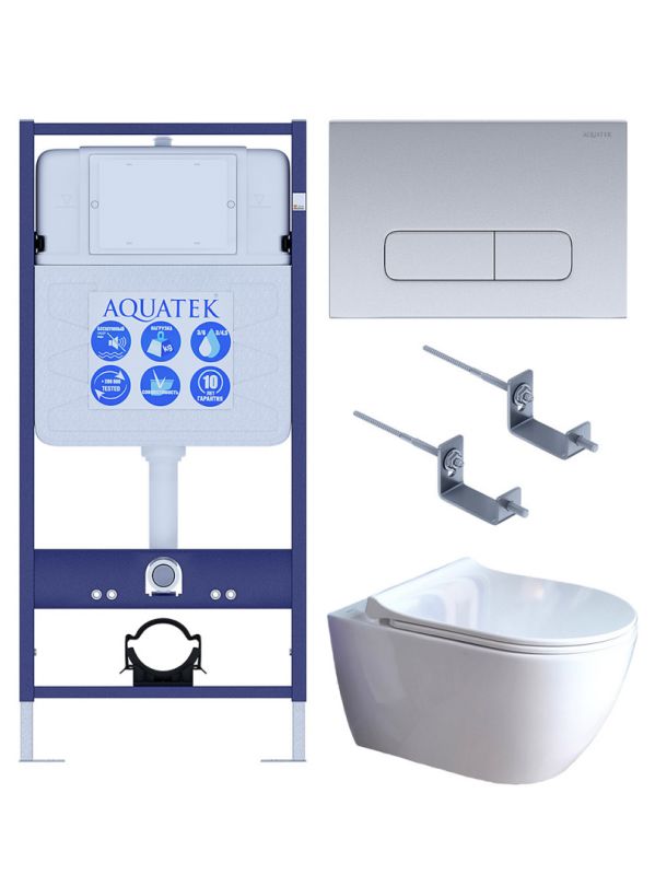 Комплект инсталляции с  подвесным унитазом и клавишей Aquatek SET AQUATEK ПОЛАРИС-01-014 4в1