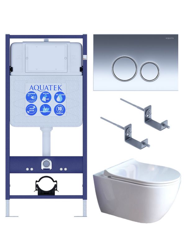 Комплект инсталляции с  подвесным унитазом и клавишей Aquatek SET AQUATEK ПОЛАРИС 01-018 4в1