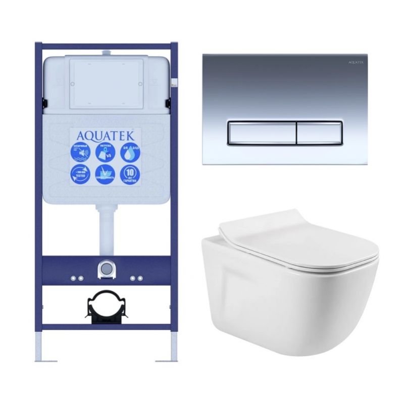 Комплект инсталляции с  подвесным унитазом и клавишей Aquatek SET AQUATEK ДИВА 4в1