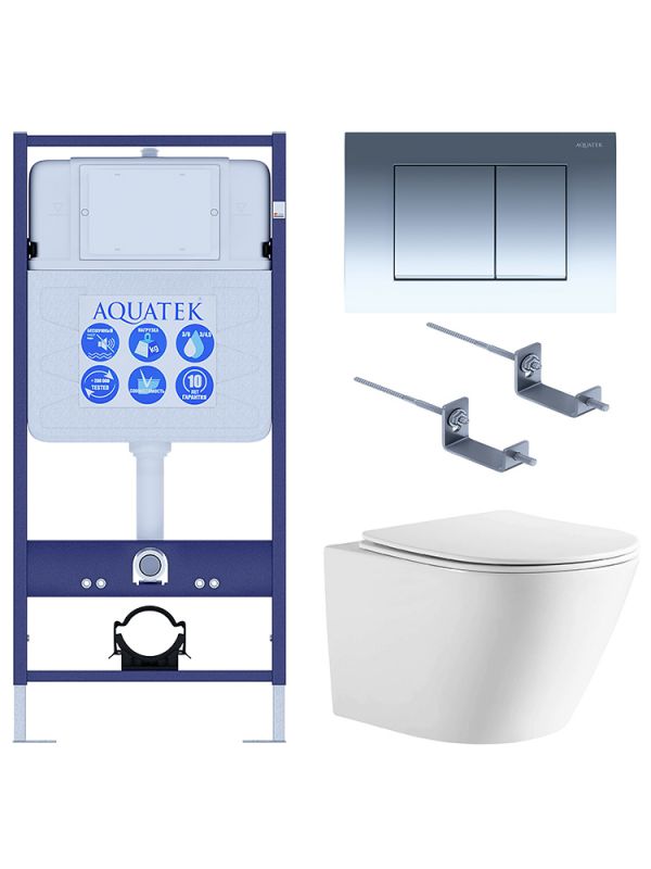 Комплект инсталляции с  подвесным унитазом и клавишей Aquatek SET AQUATEK ЛИБЕРТИ-010 4в1
