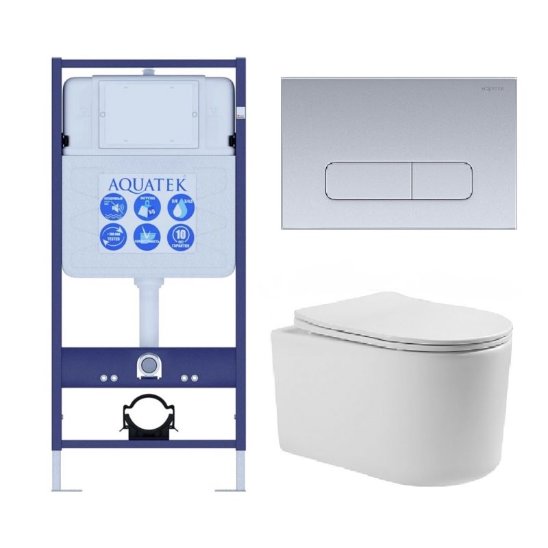 Комплект инсталляции с  подвесным унитазом и клавишей Aquatek SET AQUATEK МИЯ-014 3в1