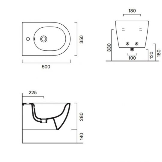 Биде Catalano Zero 118551001 подвесное 55х35 см схема 6