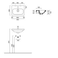 Раковина встраиваемая или подвесная Catalano Alvea 620450001 45x35 см покрытие Cataglaze+ цвет белый глянцевый схема 3