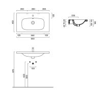 Раковина встраиваемая/подвесная Catalano Alvea 80x46 см покрытие Cataglaze+ цвет белый глянцевый схема 3