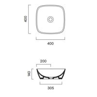 Раковина накладная Catalano Alvea 622400001 40x40 см без отв. под смеситель покрытие Cataglaze+ схема 10