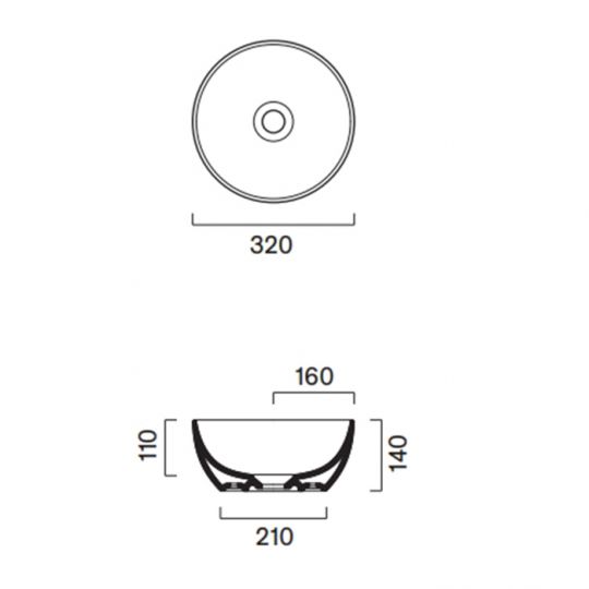 Раковина накладная Catalano SFERA 523320001 32х32х14 см покрытие Cataglaze+ схема 10 Раковина накладная Catalano SFERA 523320001 32х32х14 см покрытие Cataglaze+ схема 10