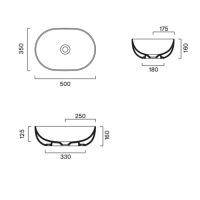 Раковина накладная Catalano SFERA 522500001 50x35 h16 без отв. под смеситель покрытие Cataglaze+ схема 10