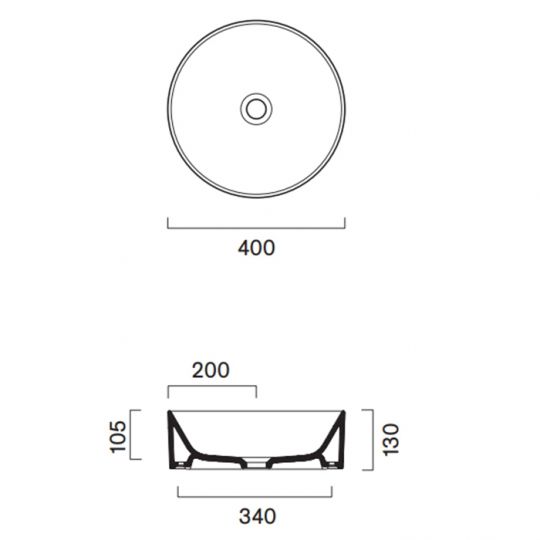 Раковина накладная Catalano Zero 123400001 диаметр 40 см схема 6