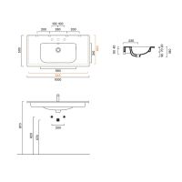 Раковина подвесная Catalano Italy 100x50 см покрытие Cataglaze+ цвет белый глянцевый схема 3