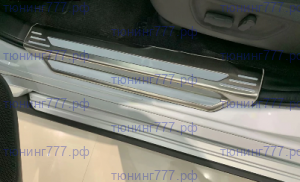 Накладки на пороги, на металл и на пластик, 6шт на Pajero Sport