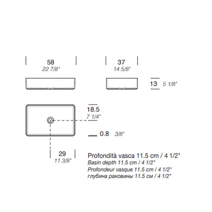 Раковина накладная NOORTH Milldue edition BASIC R58 58х37х13 см из CERAMILUX, без отв для смесителя, цвет белый матовый ФОТО