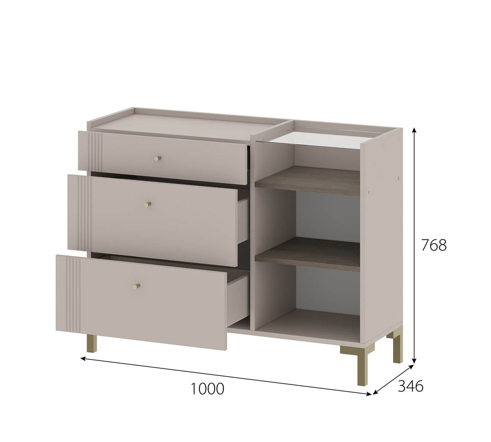 Одетта Комод с ящиками и створкой (КМ1)