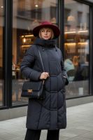 Зимняя удлиненная куртка с капюшоном, арт. 28135 [черный]