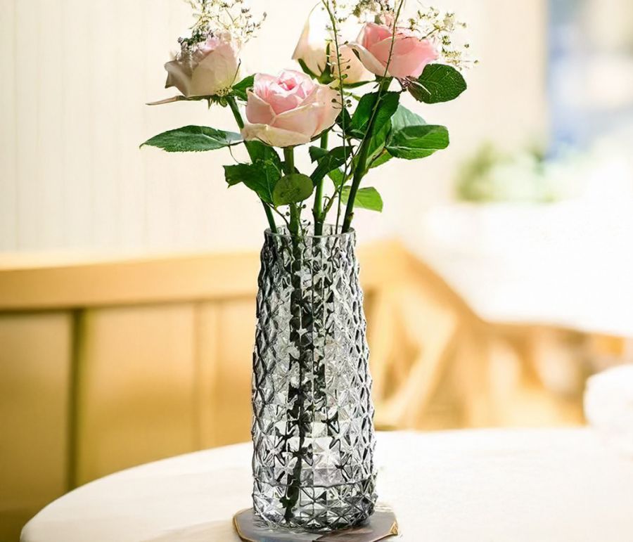 Ваза стекло D 10 * H 21,5 см, цвет серый