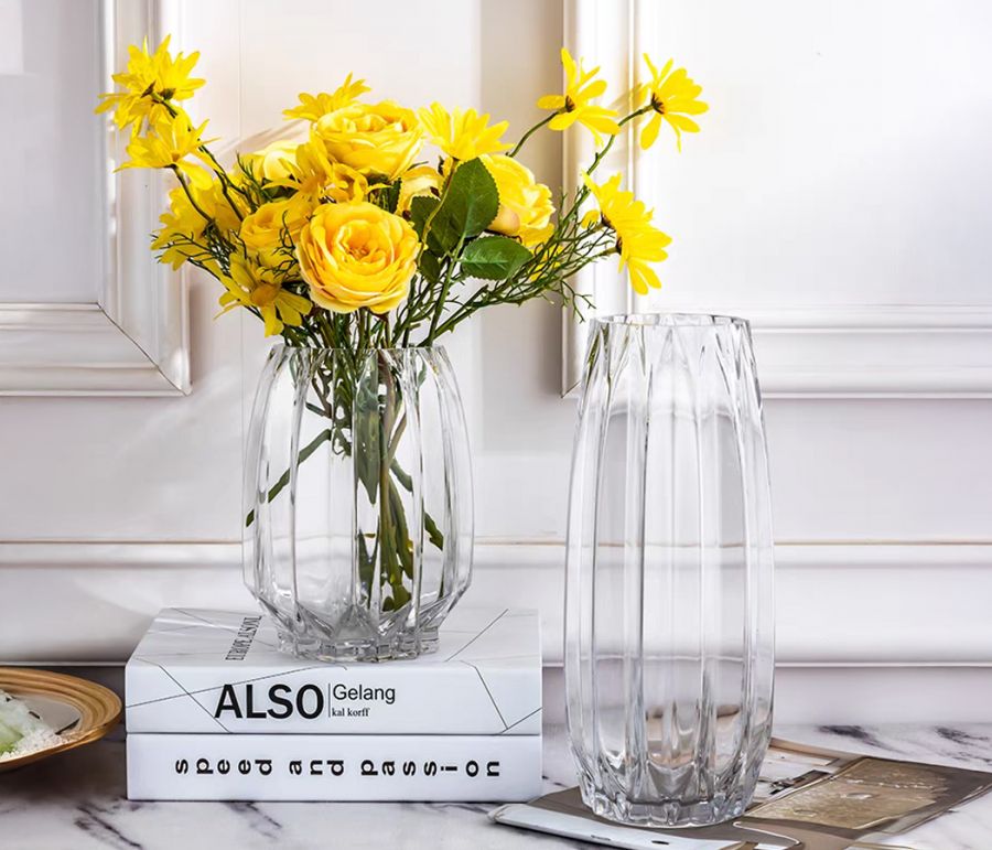 Ваза стеклянная 9,5 * D12 * H28 см, 1 шт., цвет прозрачный