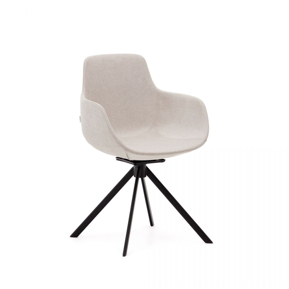 Поворотное рабочее кресло Tissiana из бежевой синели и матового черного алюминия Поворотное рабочее кресло Tissiana из бежевой синели и матового черного алюминия