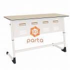 Парта "Mega Smart Perfo" на плоскоовальной трубе двухместная с полкой