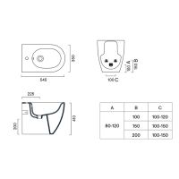 Биде Catalano Sfera 519501021 напольное 52х35см цвет белый матовый схема 10