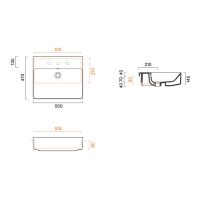 Раковина полувстраиваемая Catalano ZERO 55x47 см покрытие Cataglaze+ белая глянцевая схема 2