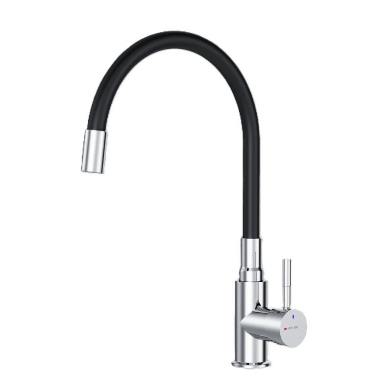 Смеситель для кухни AM.PM с гибким изливом, черный/хром X-Joy S F85B07602, черный хром