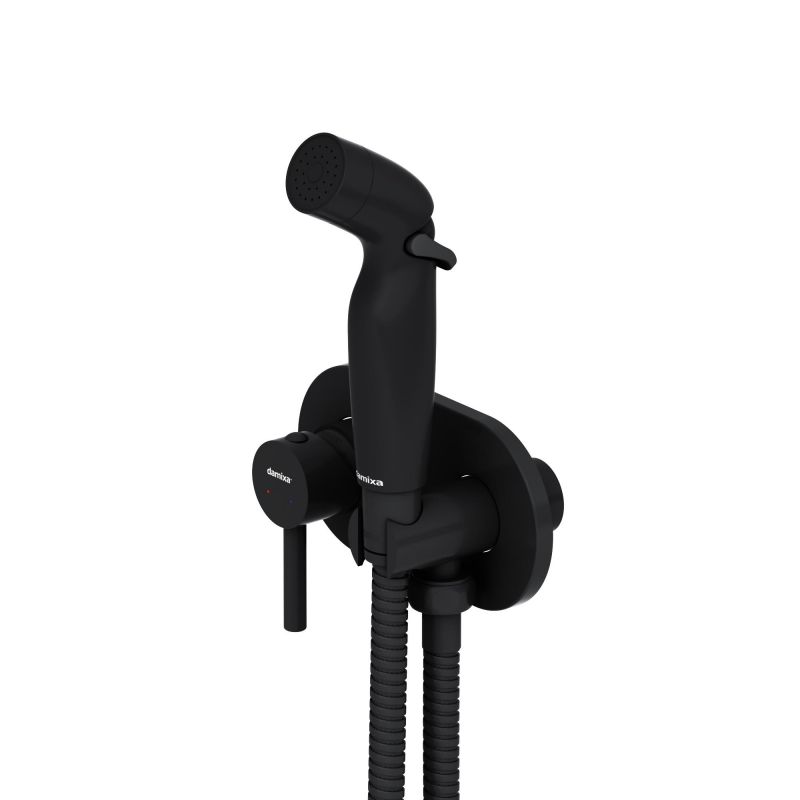 Смеситель, монтируемый в стену с гигиеническим душем Damixa Option 212000300 черный