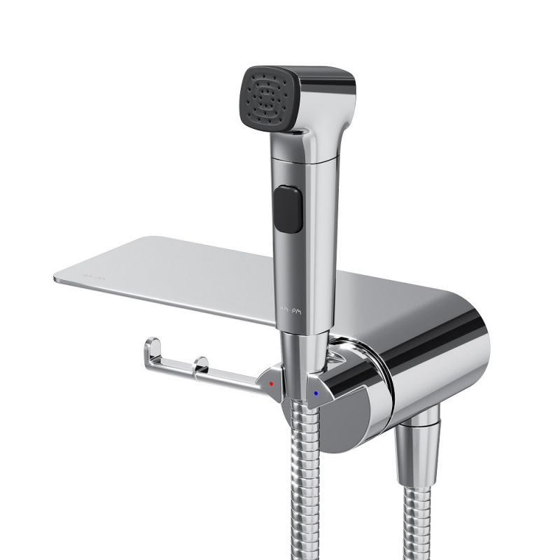 Смеситель, монтируемый в стену с гигиеническим душем и полкой AM.PM Func F0H8F900, хром