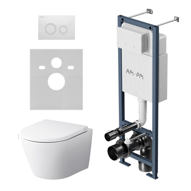 Инсталляция с подвесным унитазом AM.PM ErgoFit Sense FlashClean с сиденьем микролифт и клавишей IS110101.741701